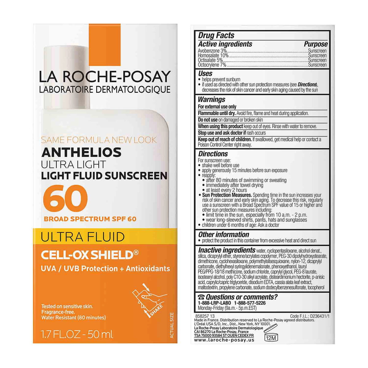 La Roche-Posay Anthelios Ultra Light Fluid Facial Sunscreen SPF 60