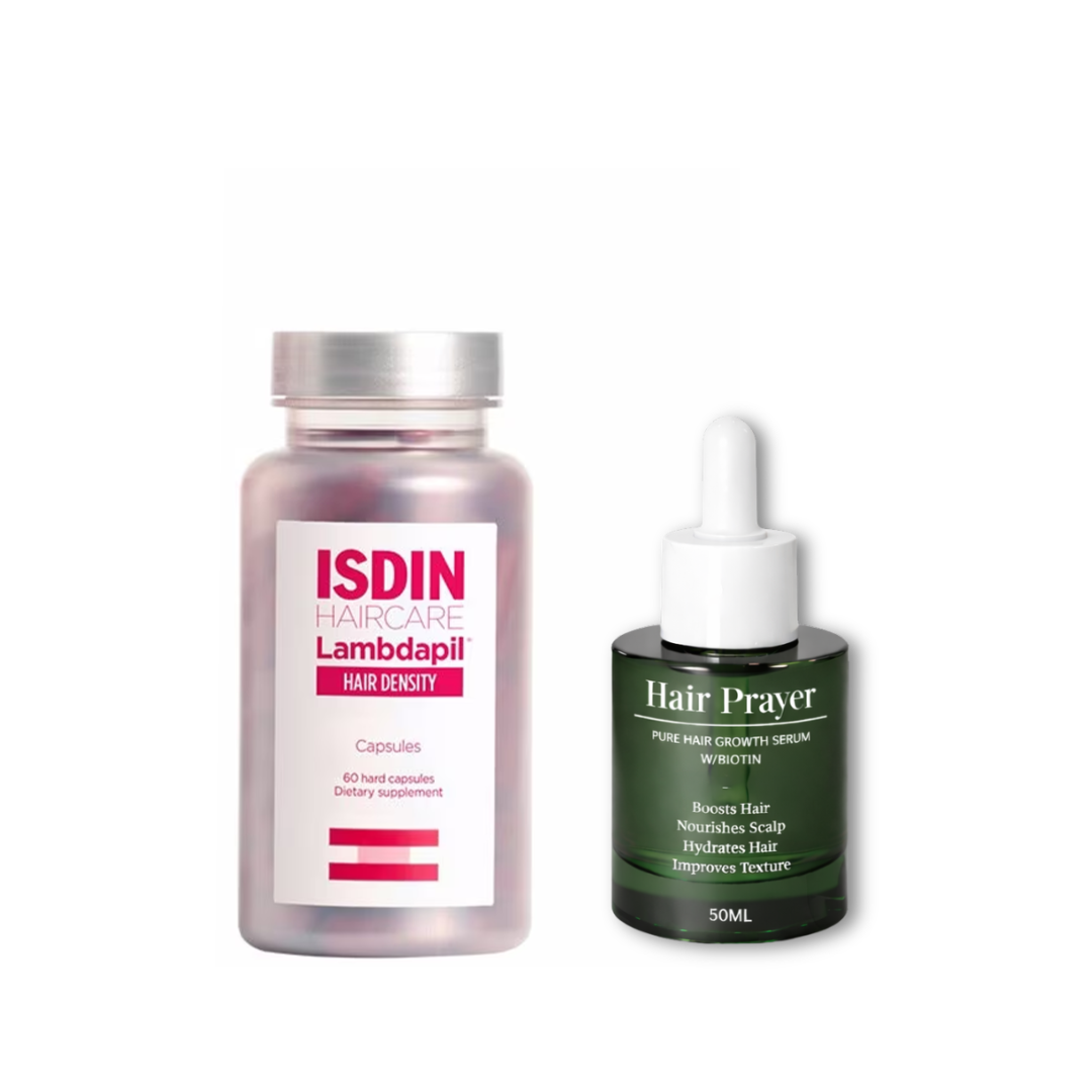 Total Hair Renewal Duo: ISDIN Lambdapil Capsules + HAIR PRAYER Pure Growth Serum