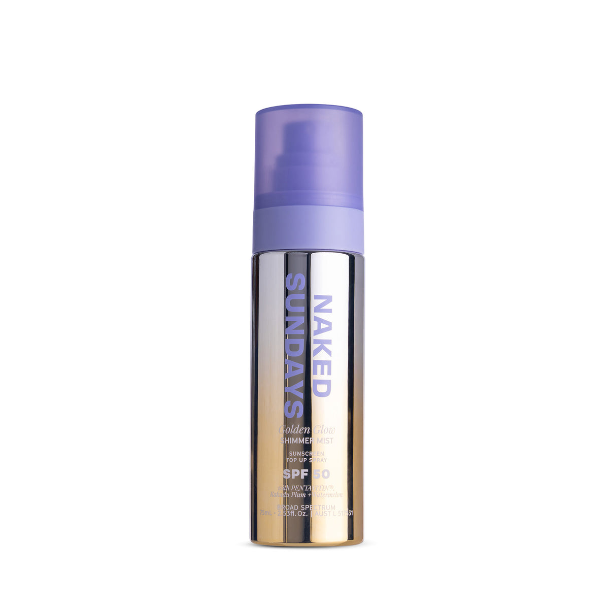 Naked Sundays Golden Glow Shimmer Mist Sunscreen Top Up Spray SPF50 (75mL)