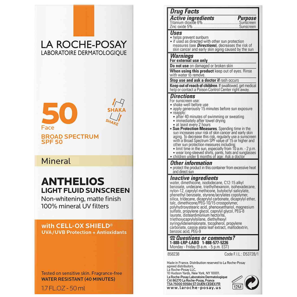 La Roche-Posay Anthelios Mineral Zinc Oxide Sunscreen SPF 50