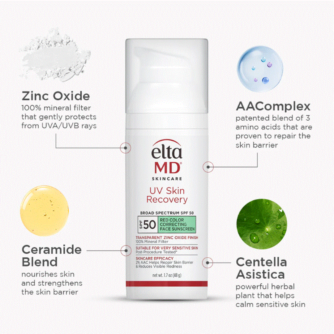 EltaMD UV Recovery Red Color Correcting Green Tint Broad Spectrum SPF 50