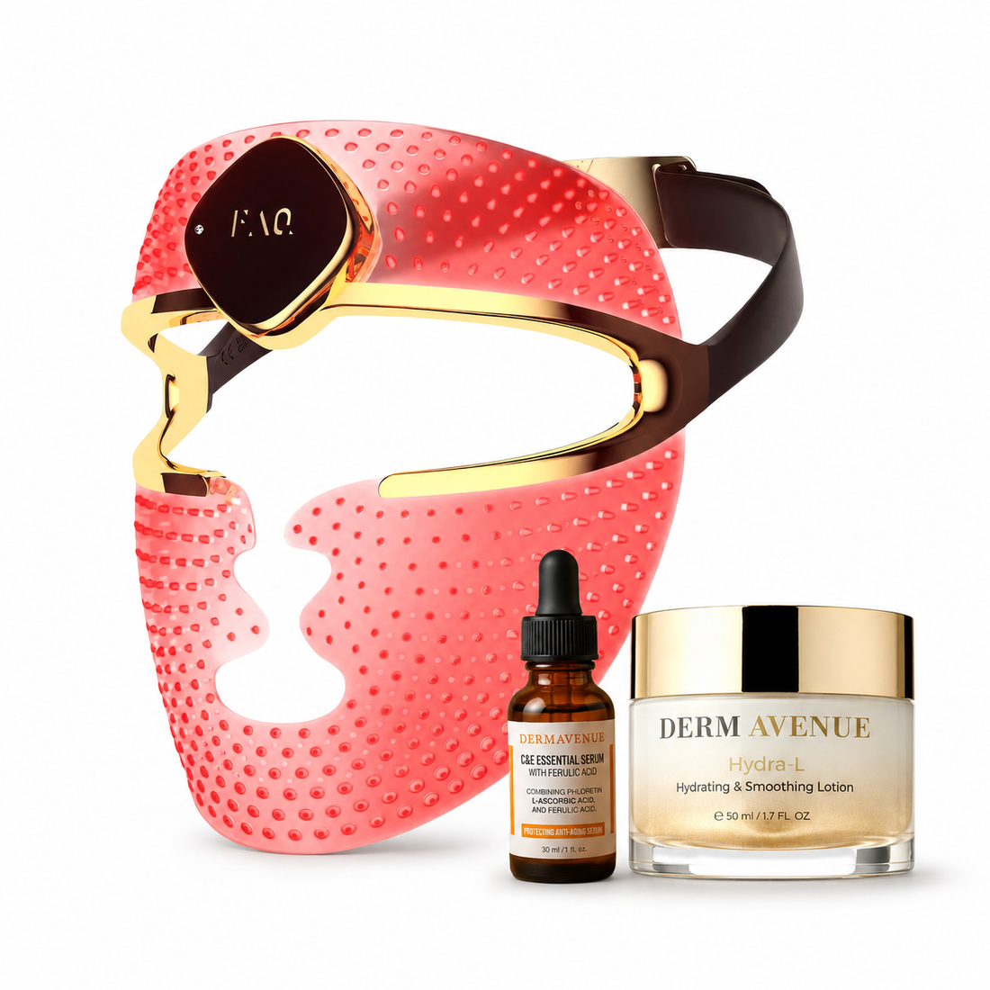 FOREO FAQ 202 Plus Smart Silicone LED Face Mask + Dermavenue Hydra-L