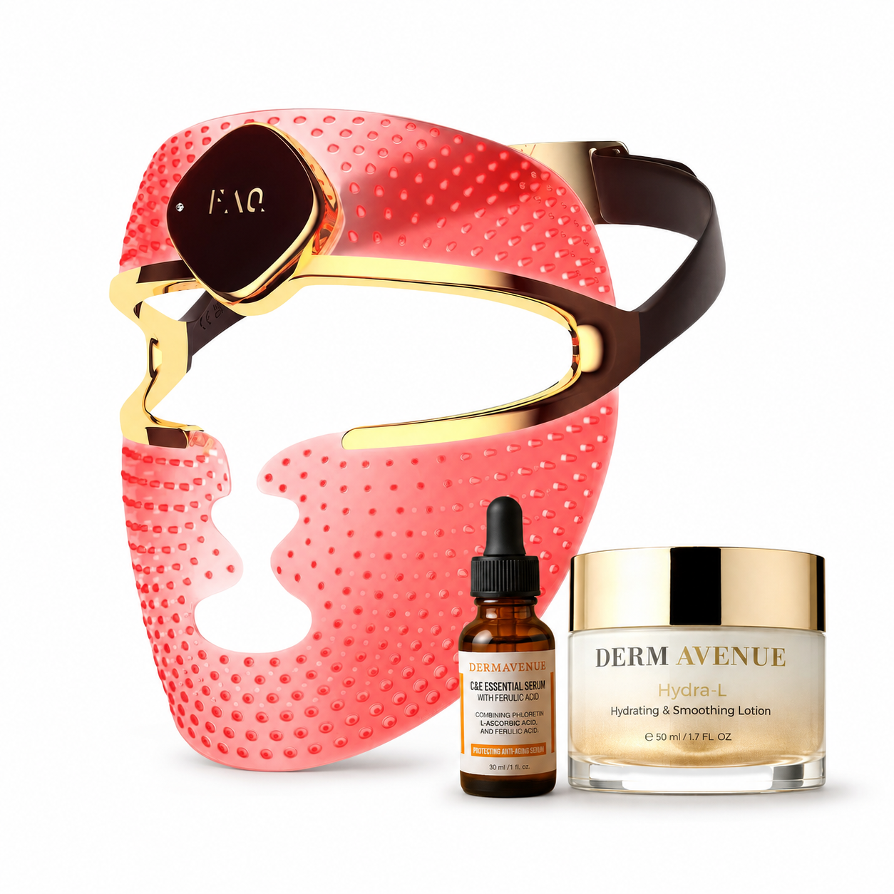 FOREO FAQ 202 Plus Smart Silicone LED Face Mask + Dermavenue Hydra-L
