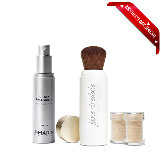 Jane Iredale Powder-Me SPF 30 Dry Sunscreen Refillable Brush (Nude) + Jan Marini C-ESTA Face Serum Bundle