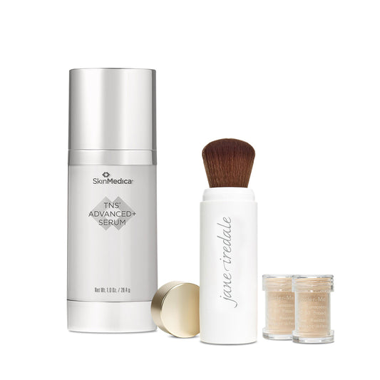Jane Iredale Powder-Me SPF 30 Dry Sunscreen Refillable Brush (Nude) + SkinMedica TNS Advanced+ Serum Bundle