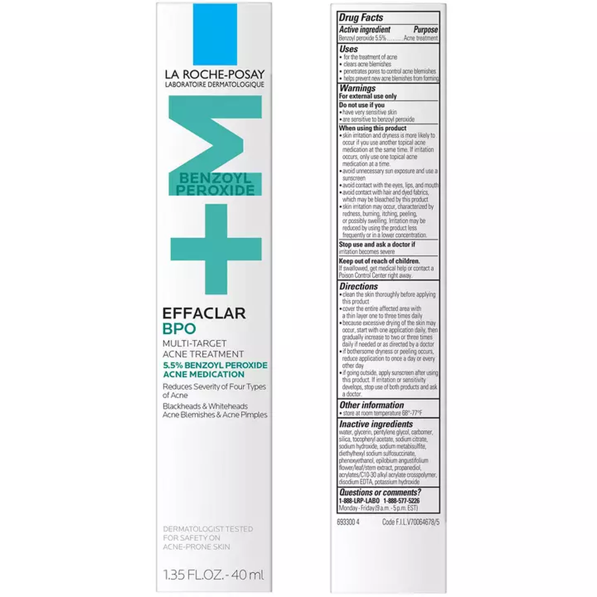 La Roche-Posay Effaclar BPO Multi-Target Acne Treatment with 5.5% Benzoyl Peroxide