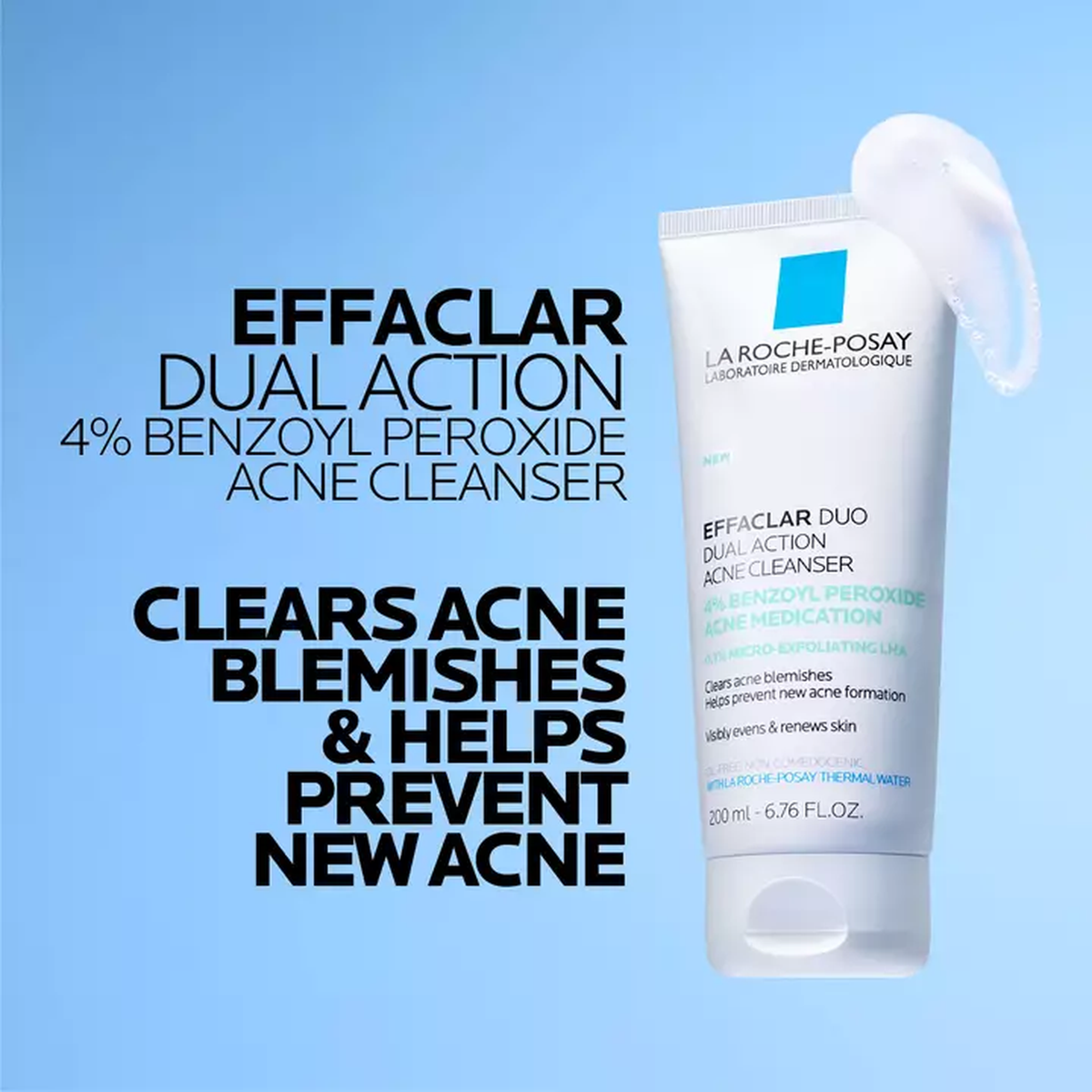 La Roche-Posay Effaclar Dual Action Acne Face Wash With 4% Benzoyl Peroxide