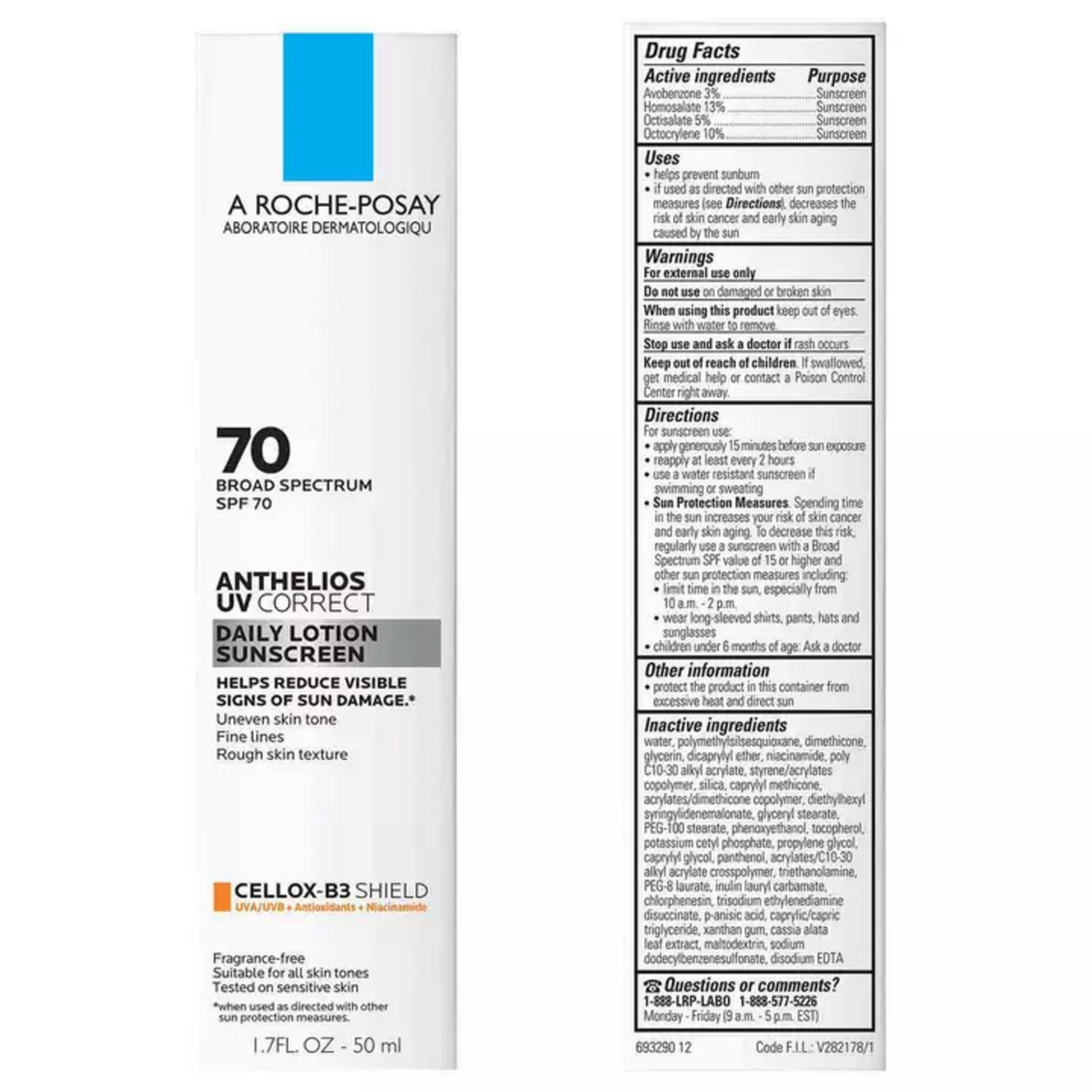 La Roche-Posay Anthelios UV Correct Face Sunscreen SPF 70 With Niacinamide