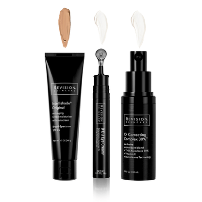 Revision Skincare Bundle D·E·J Eye Cream, C+ Correcting Complex 30%, Intellishade Original