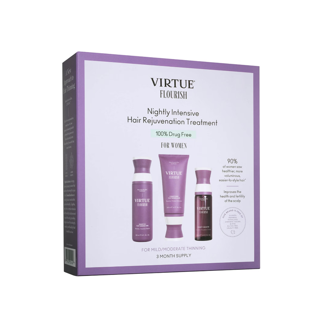 Virtue Flourish Nightly Intensive Hair Rejuvenation Treatment Hair Kit 3 piece