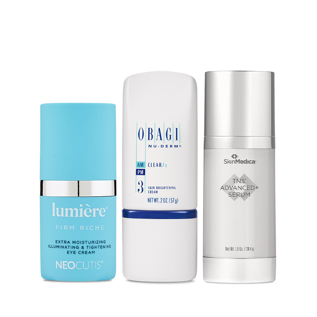 Obagi Clear Fx, SkinMedica TNS Adv+, Neocutis Lumiere Firm Riche